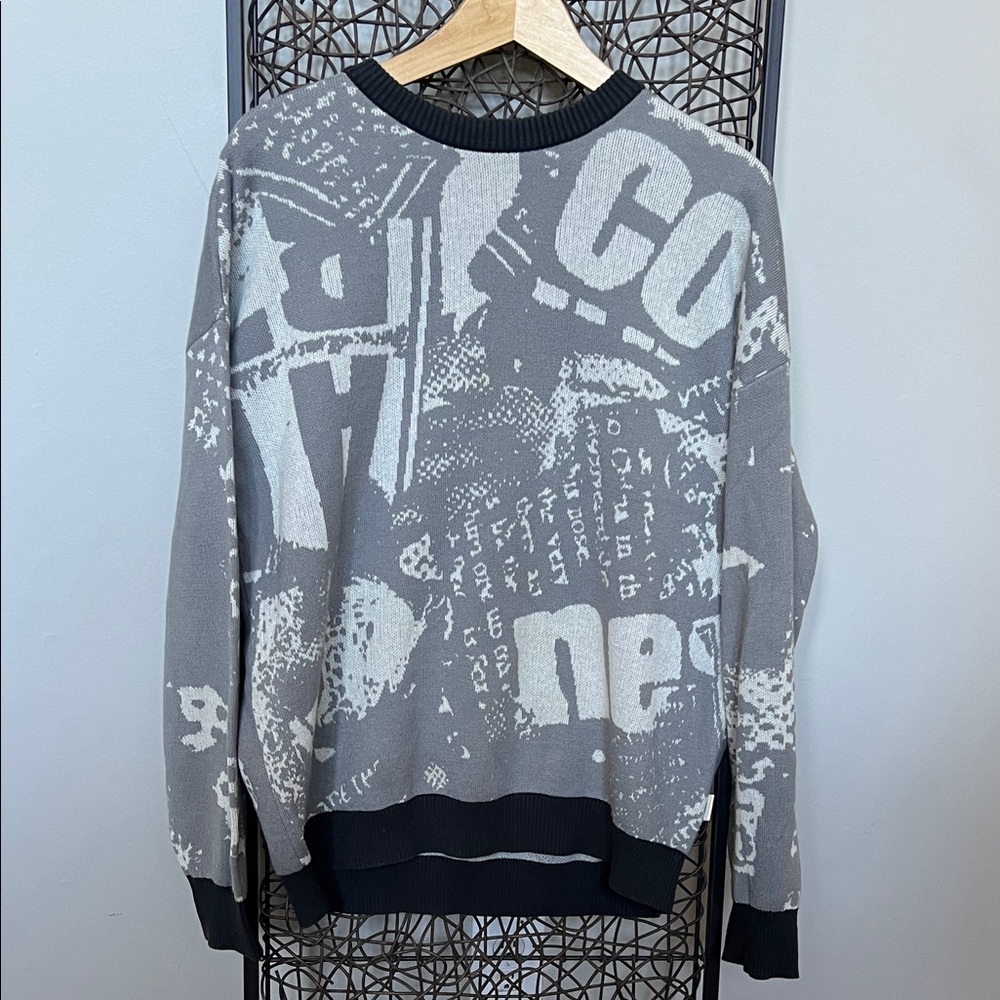Urban Outfitters UO Graphic Crew Neck Sweater 90s Y2K Cotton Bl Unisex M